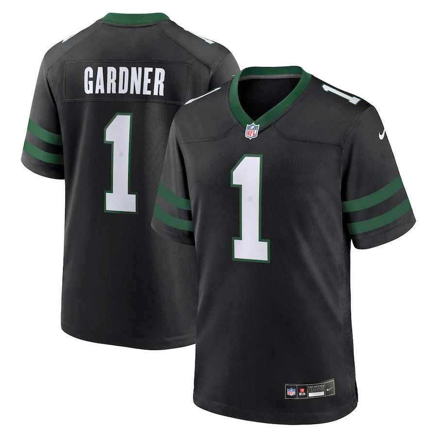 Men New York Jets #1 Ahmad Sauce Gardner Nike Legacy Black Alternate Game NFL Jersey->->NFL Jersey